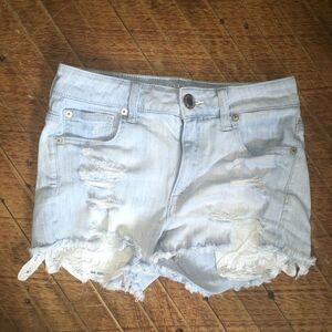 American Eagle hi-rise raw hem size 0 shortie Jean shorts